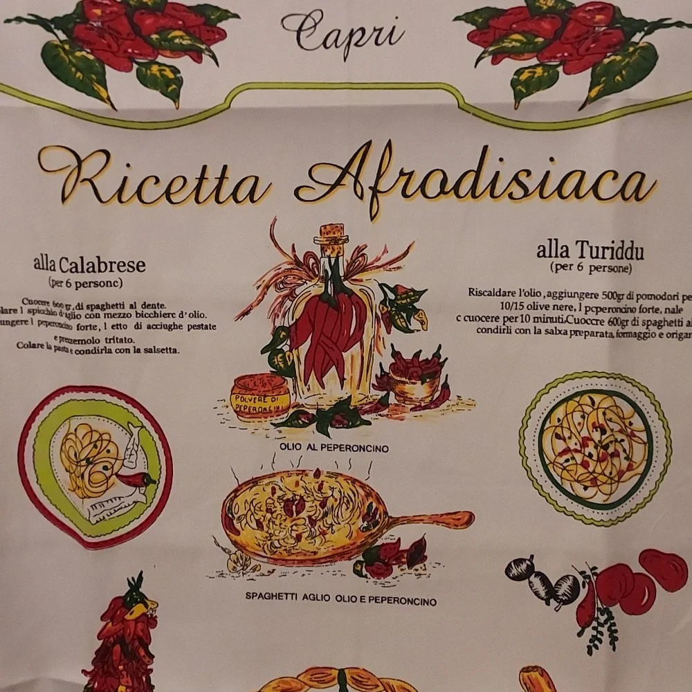 Italian Dish Towel Tea Towel Wall Hanging Red Pepper Theme
